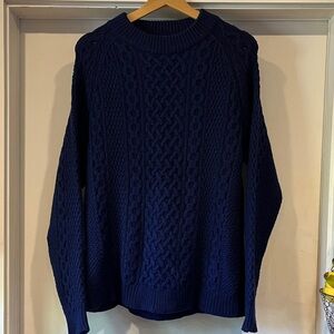 Emerson Fry Wool Navy Cable Knit Sweater
